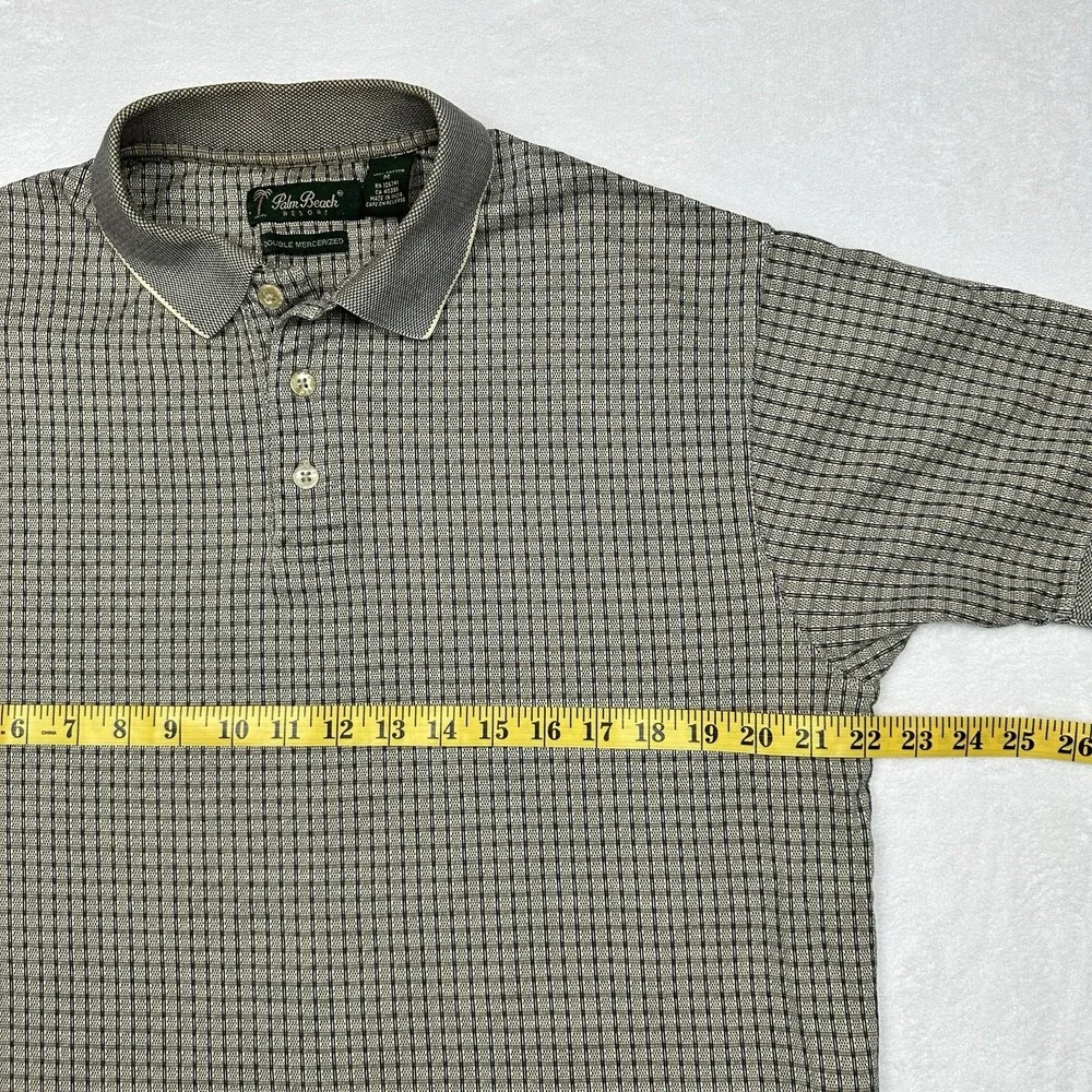 Palm Beach Resort‎ Men's Double Mercerized Polo Rugby checkered Pattern Sz M